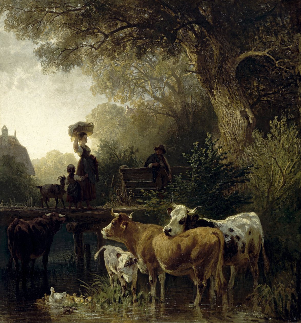 derede çamaşırcı kadın by Friedrich Voltz