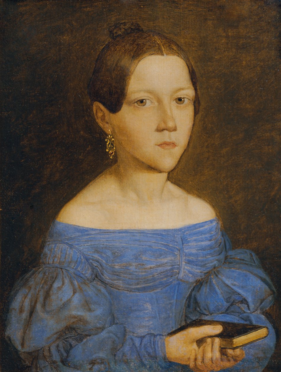Mavi elbiseli genç bir kızın büstü by Friedrich Wasmann