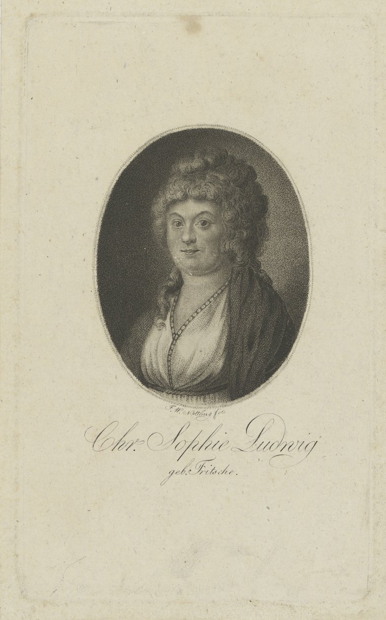 Yazarın portresi Christiane Sophie Ludwig, kızlık soyadı Fritsche 1764-1815, c. 1810. by Friedrich Wilhelm Nettling