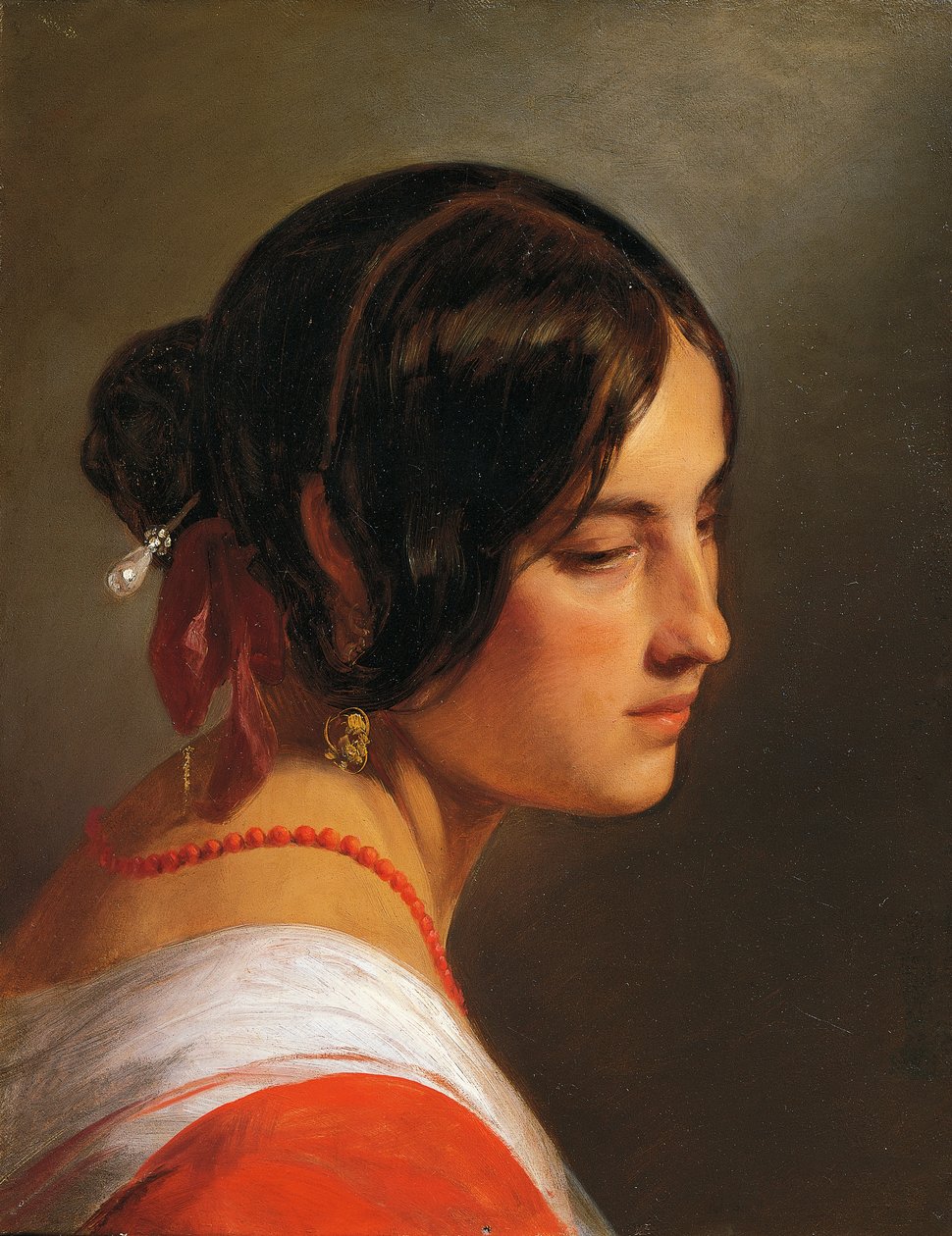 Kadın başı, Friedrich von Amerling (1803-1887), tuval üzerine yağlı boya, 47x37 cm by Friedrich von Amerling