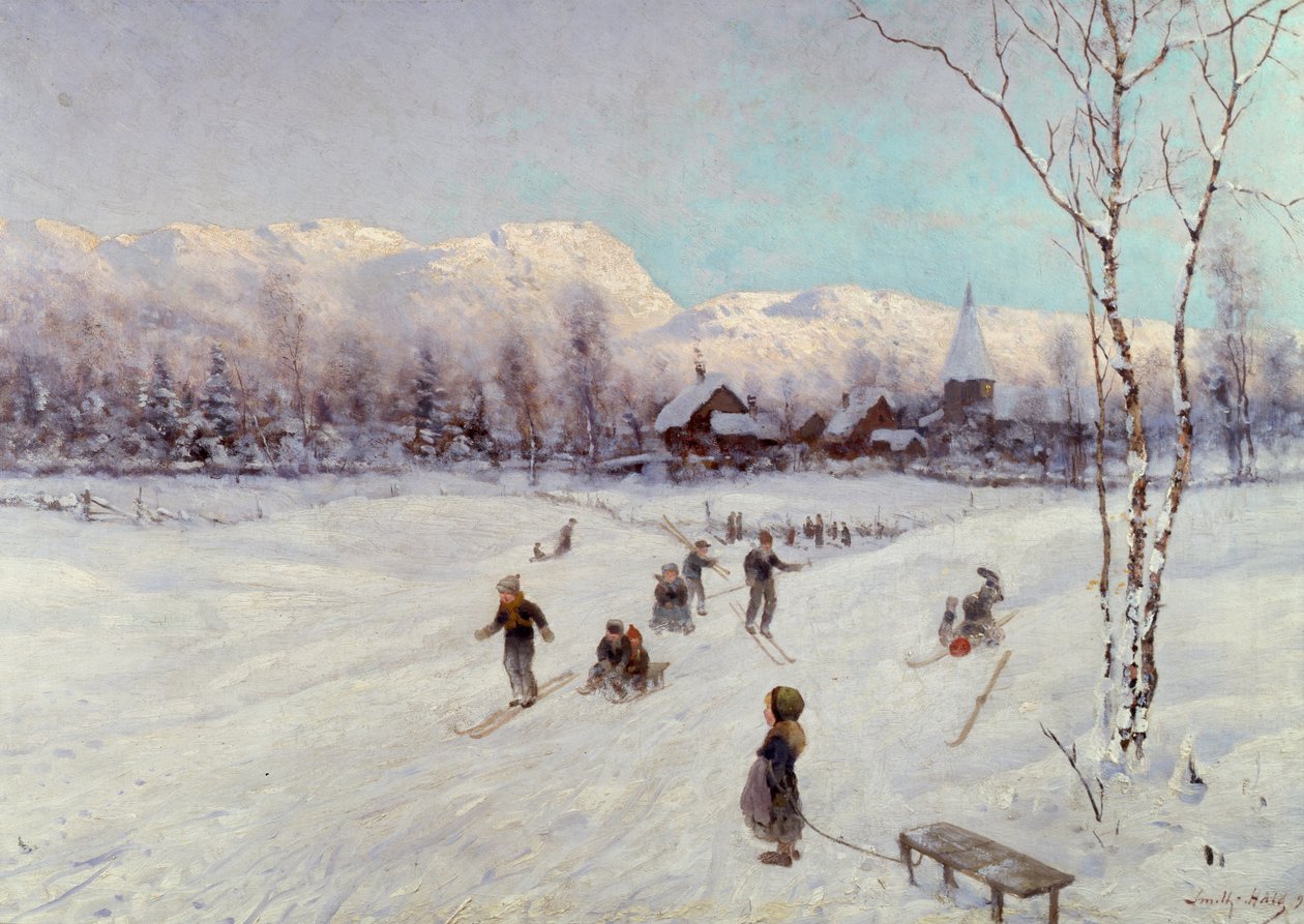 Norveç Kızak Kızak Sahnesi, 1875 by Frithjof Smith Hald