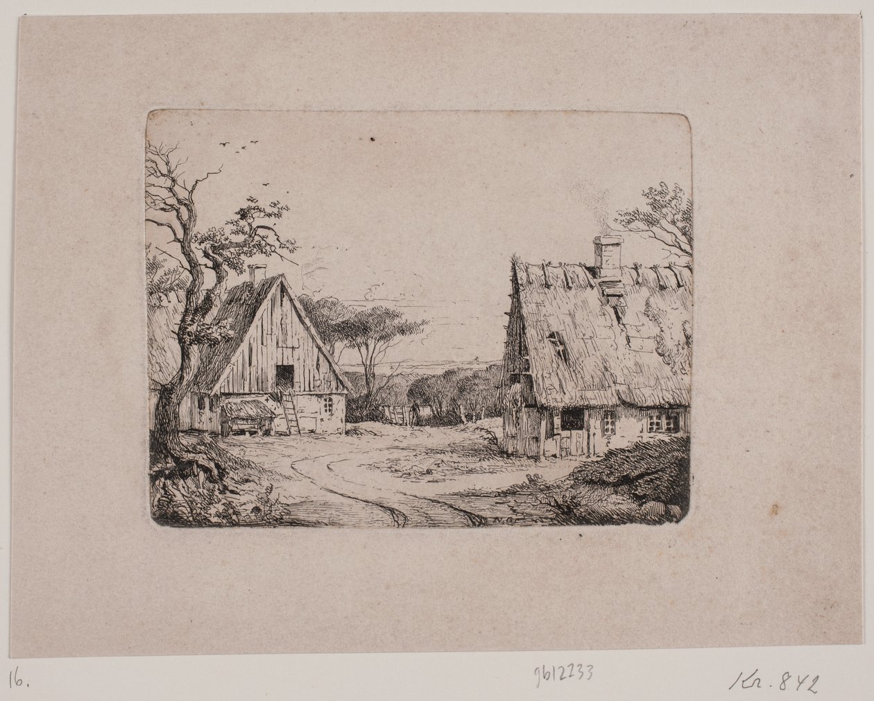 İki çiftlik evi ile manzara by Frits Grove
