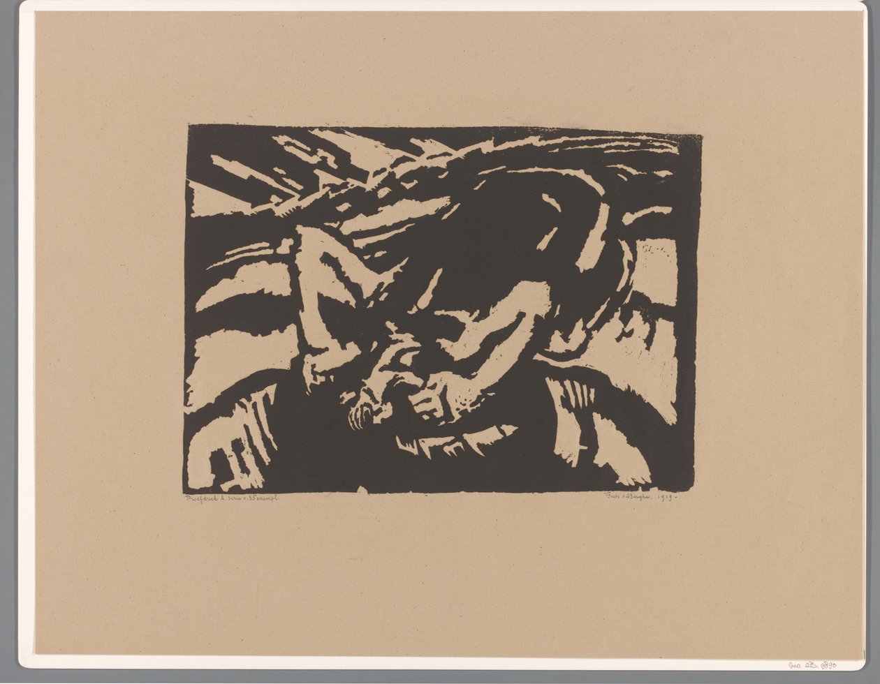 diz çökmüş adam by Frits van den Berghe (signed by artist)