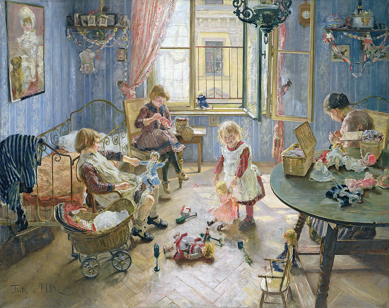The Nursery, 1889  by Fritz von Uhde