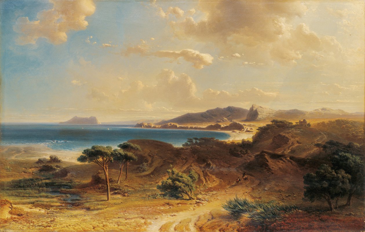 Cebelitarık Kayası Manzaralı Estepona Sahili - Bamberger, Fritz (Friedrich) (1814-1873) - 1855 - Tuval üzerine yağlı boya - 73x112,7 - Museo Carmen Thyssen, Malaga by Fritz Bamberger
