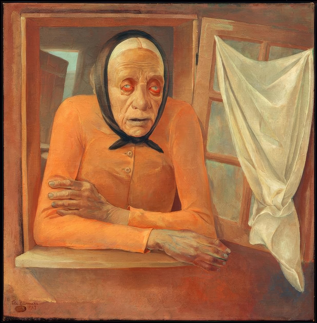 Penceredeki yaşlı kadın by Fritz Burmann