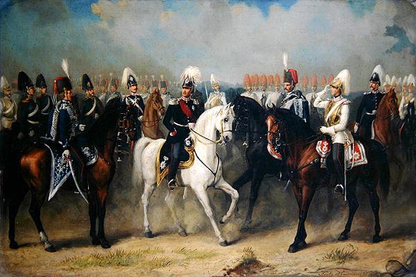 Hessen-Kassel Seçmen I. Friedrich Wilhelm, Subayları ile Geçit Töreninde by Fritz Hummel