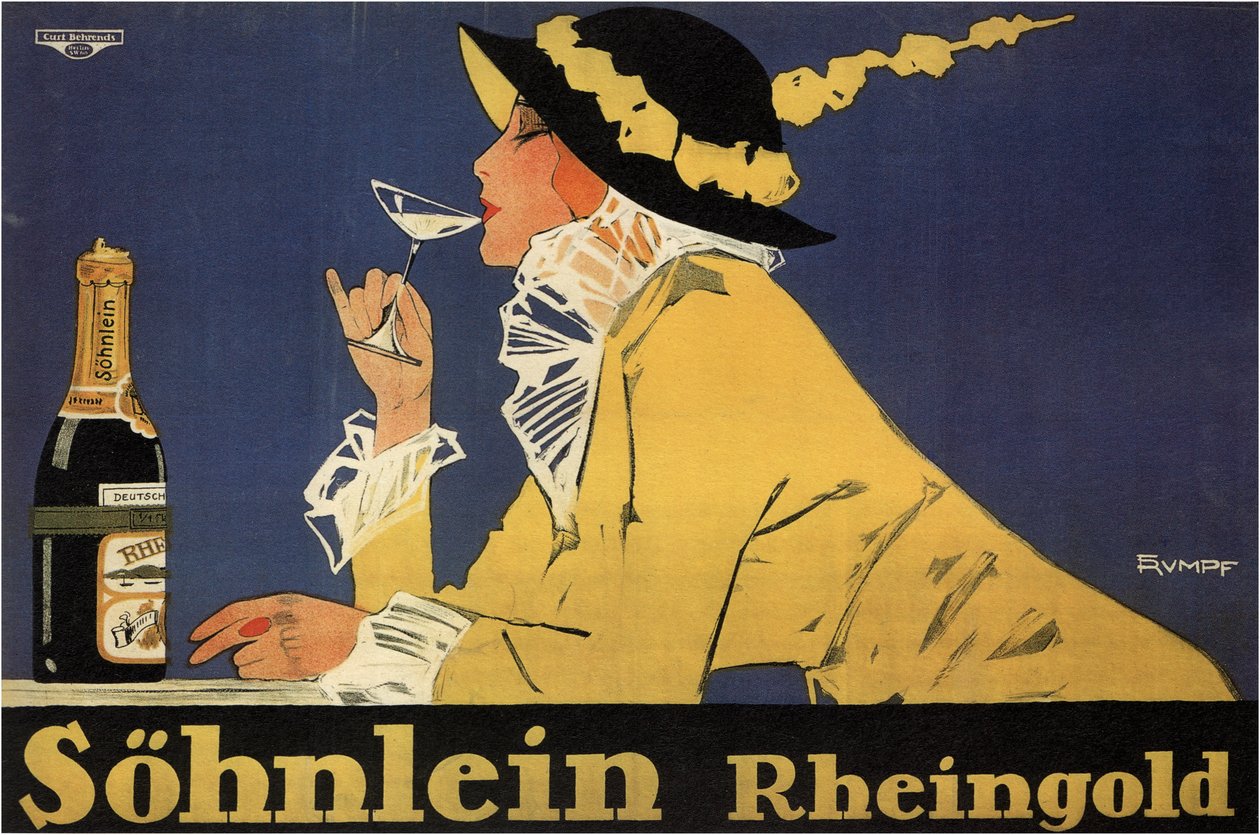 köpüklü şarap için reklam Sohnlein Rheingold by Fritz Rumpf