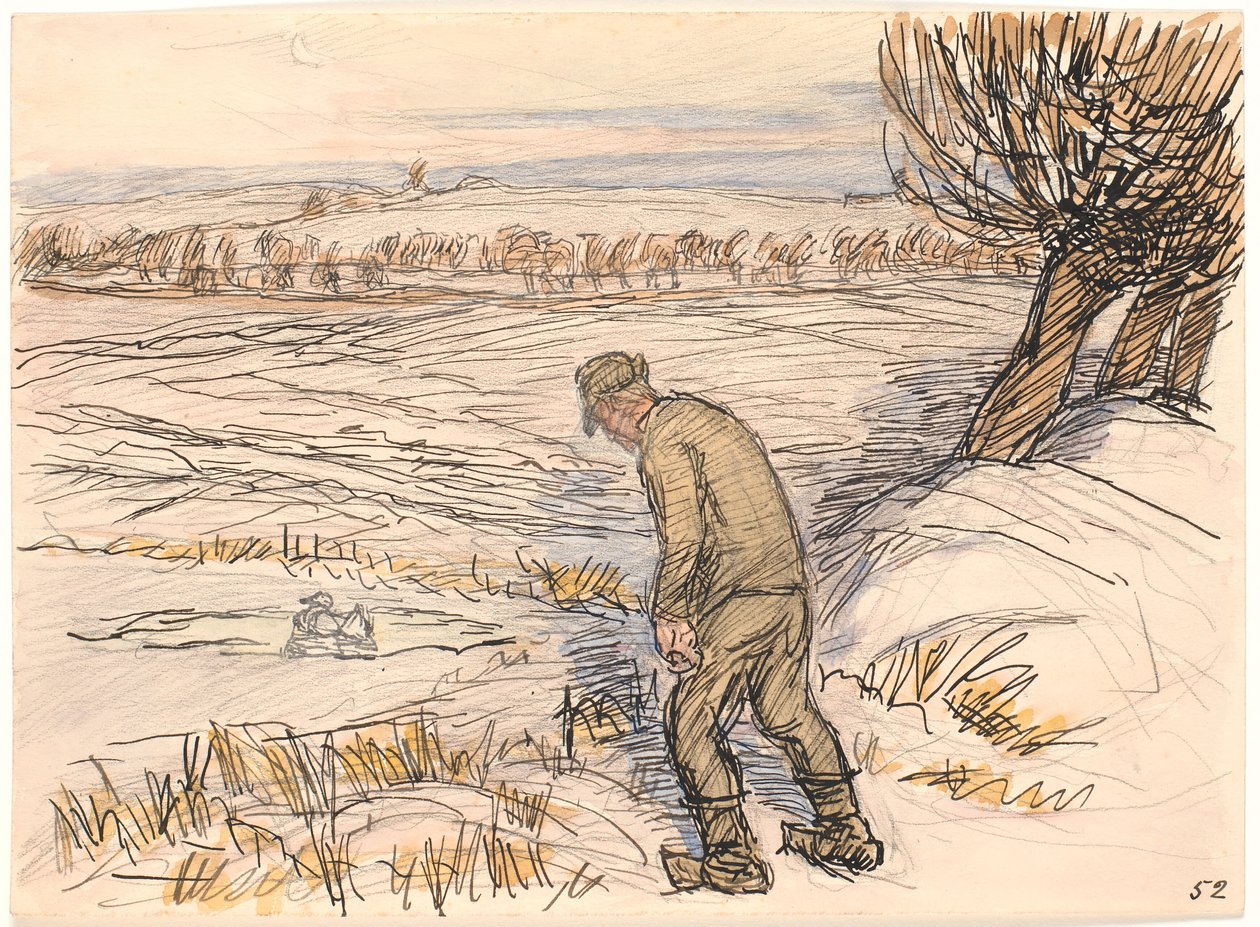 Donmuş göl kenarındaki çiftçi by Fritz Syberg