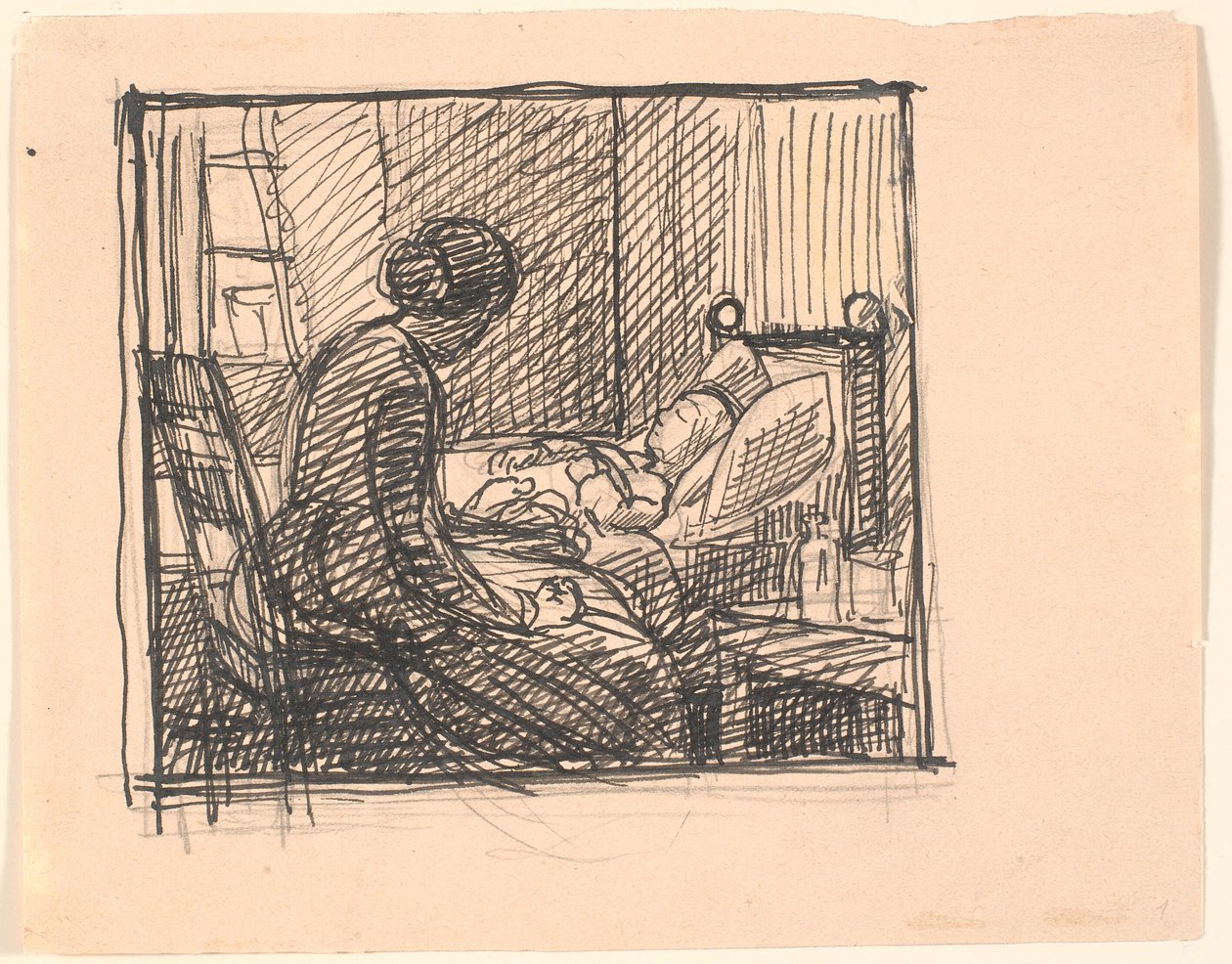 Küçük çocuğuyla oturan bir anne vardı... by Fritz Syberg