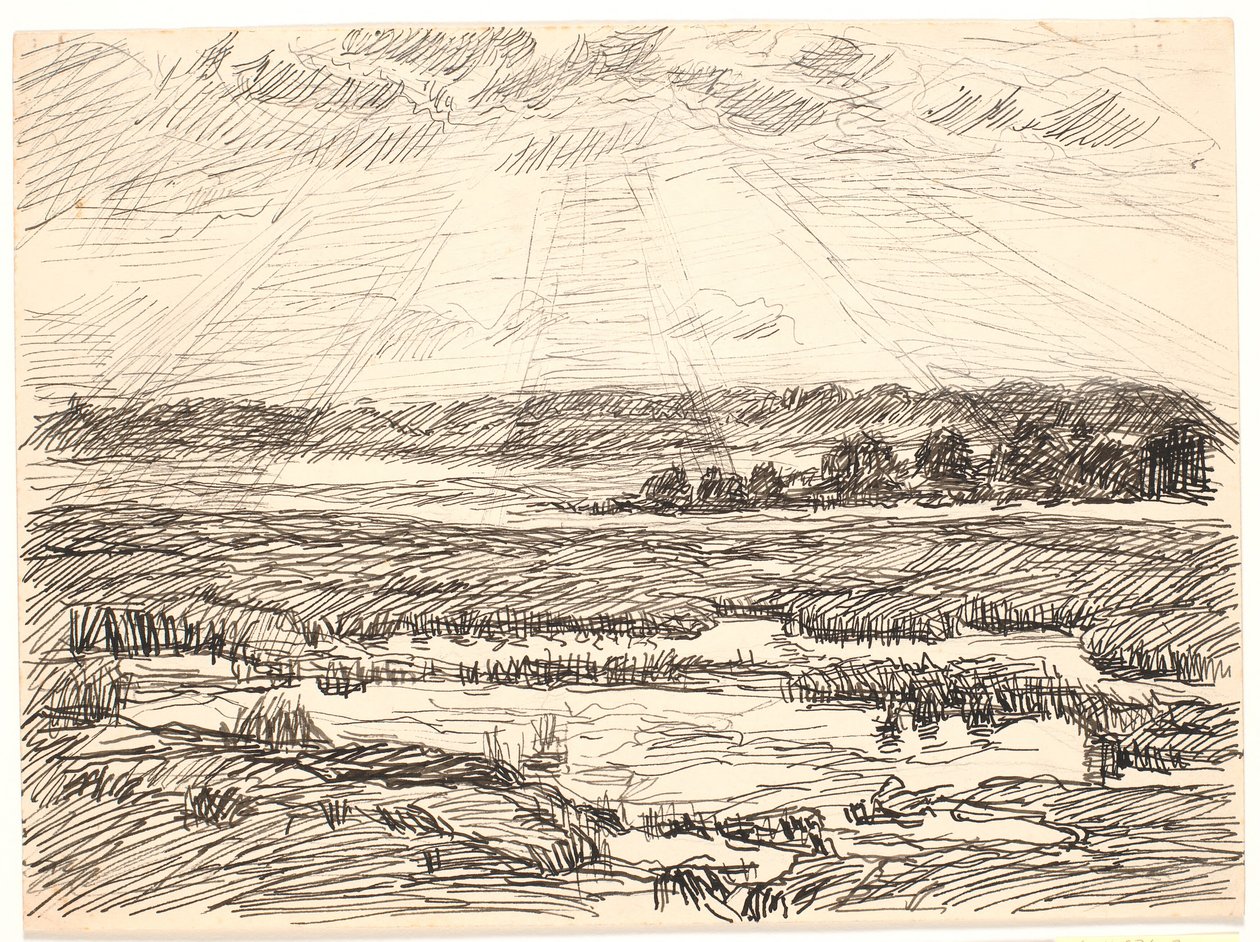 Düşük güneş ile yosunlu manzara by Fritz Syberg