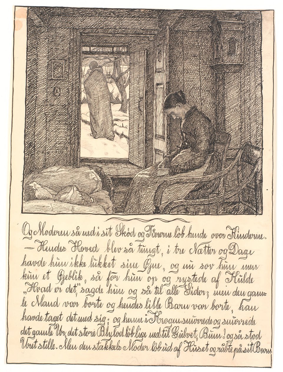 Ve anne kucağına baktı ve gözyaşları yanaklarından aşağı süzüldü ... by Fritz Syberg