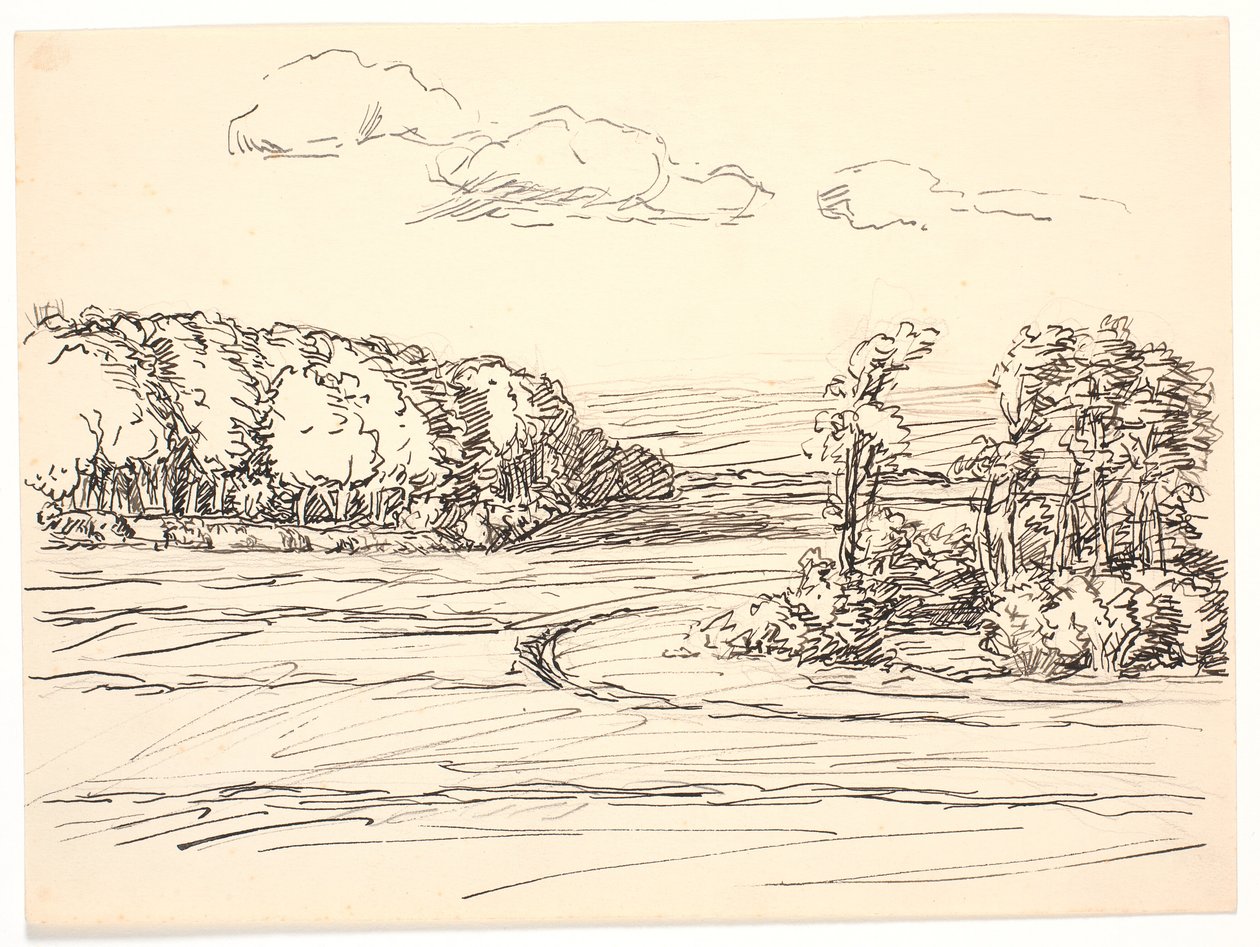 Tarlaların ve çayırların çevresinde büyük ormanlar bulunur by Fritz Syberg