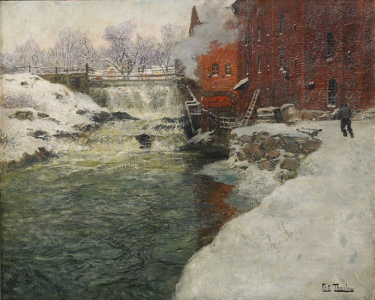 Aker Nehri Kristiania tarafından tuval fabrikası, c. 1890 by Fritz Thaulov