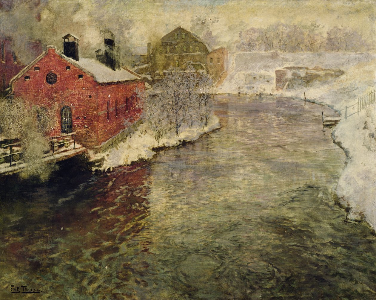 Akers Nehri kıyısındaki Fabrikalar (Kristiania / Oslo) by Fritz Thaulow