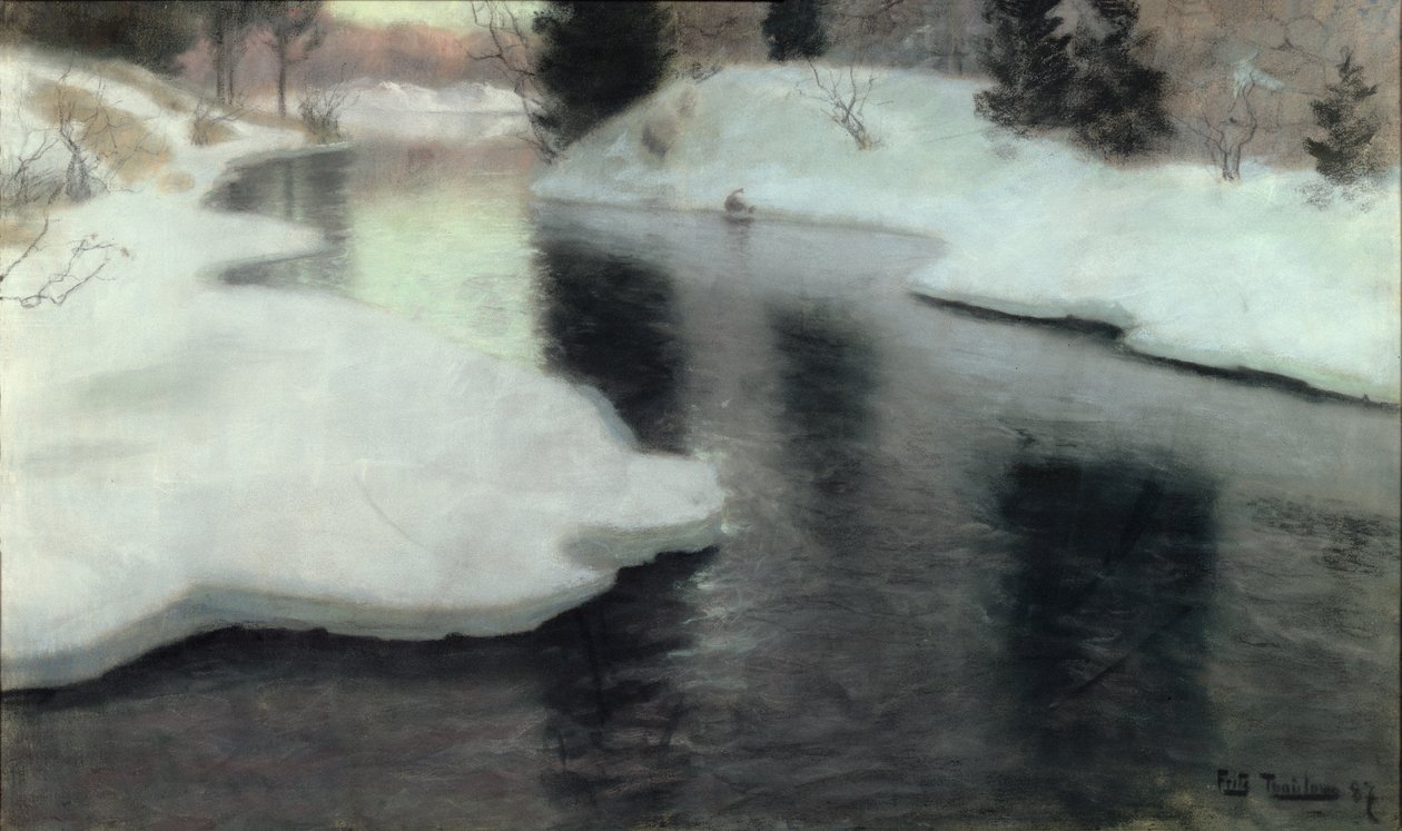 Buz Çözülmesi: Lysaker Nehri, 1887 by Frits Thaulow