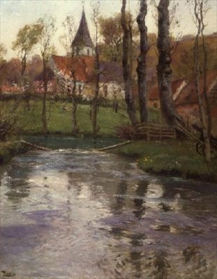 Nehir kenarındaki eski kilise by Fritz Thaulow