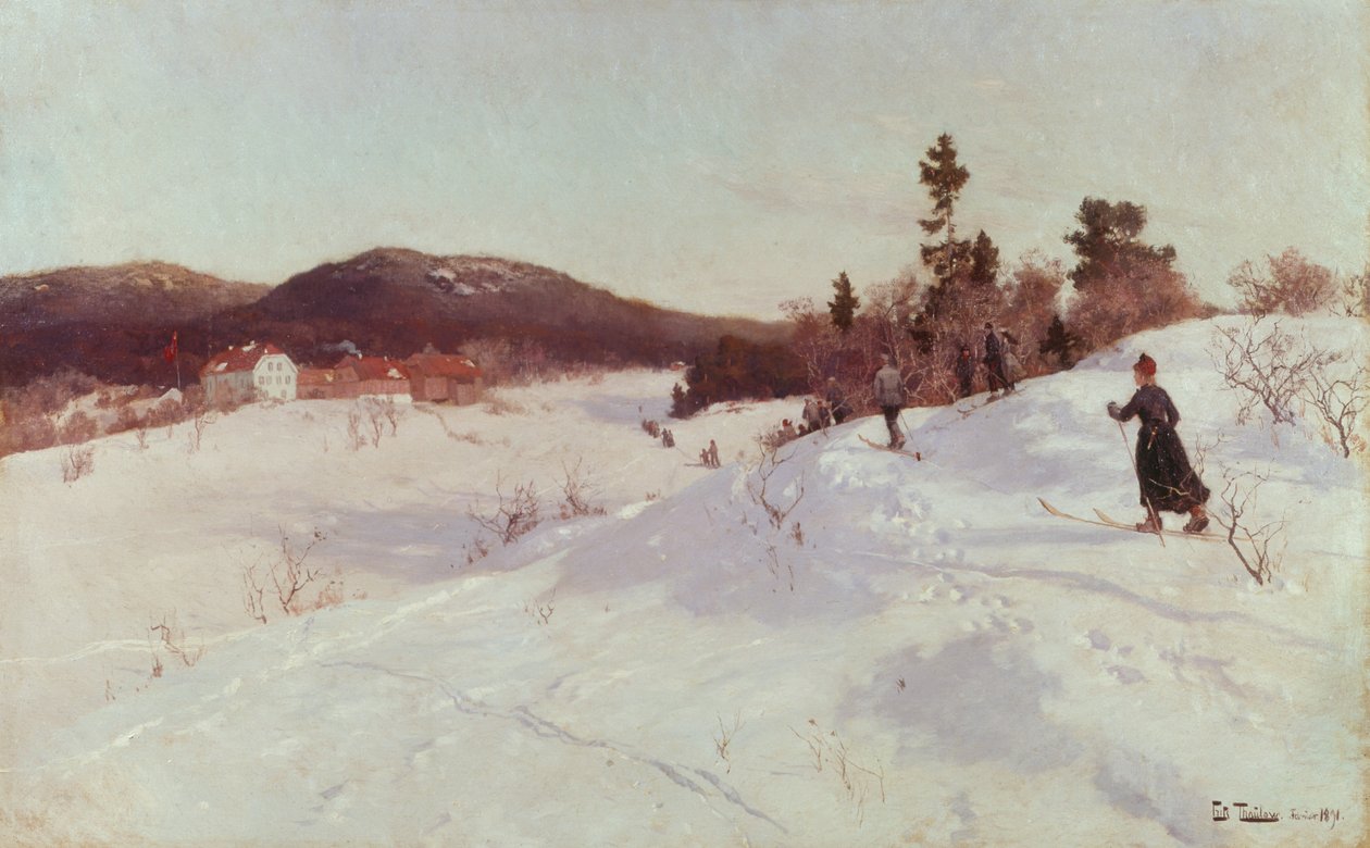 kayakçı ile kış by Fritz Thaulow