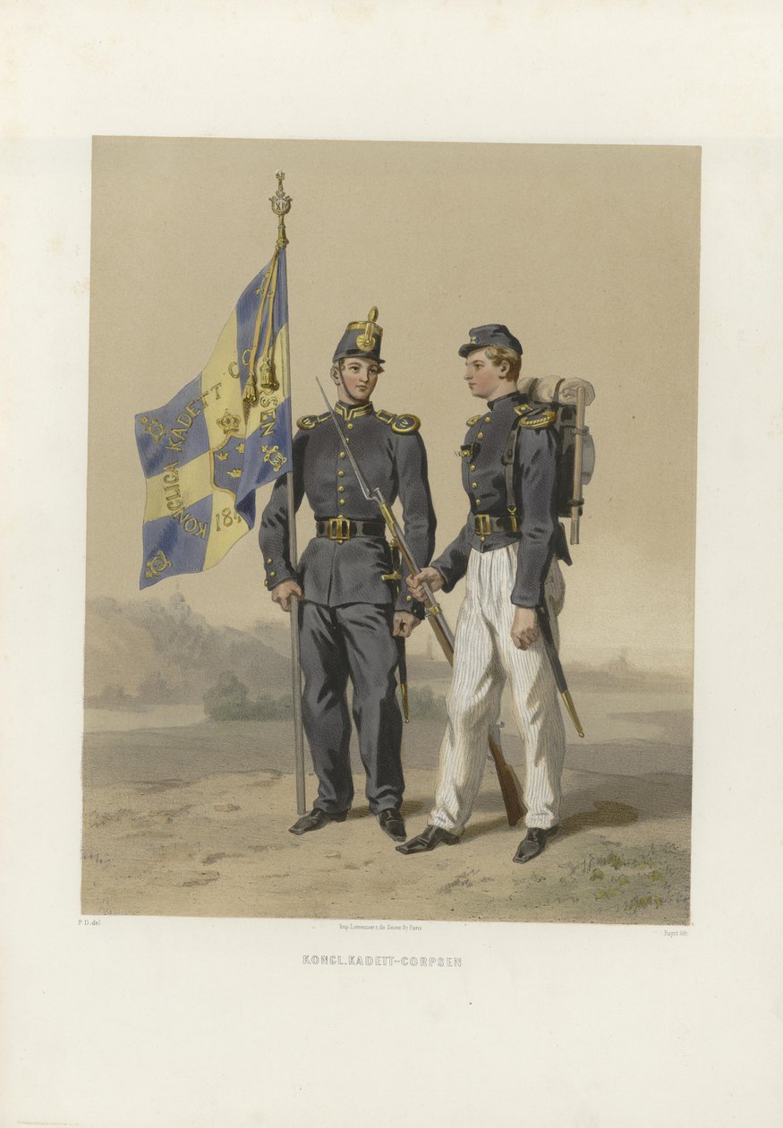 Dardel, Fritz von tarafından İsveç ve Norveç orduları ve mevcut üniformalarındaki filolar kitabından alınan ve Bonnier tarafından yayınlanan çizim (bkz., 1863) by Fritz von Dardel
