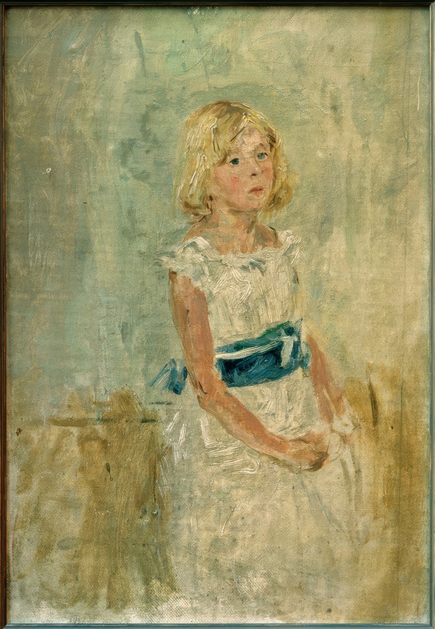 Mavi kuşaklı sarışın kız by Fritz von Uhde
