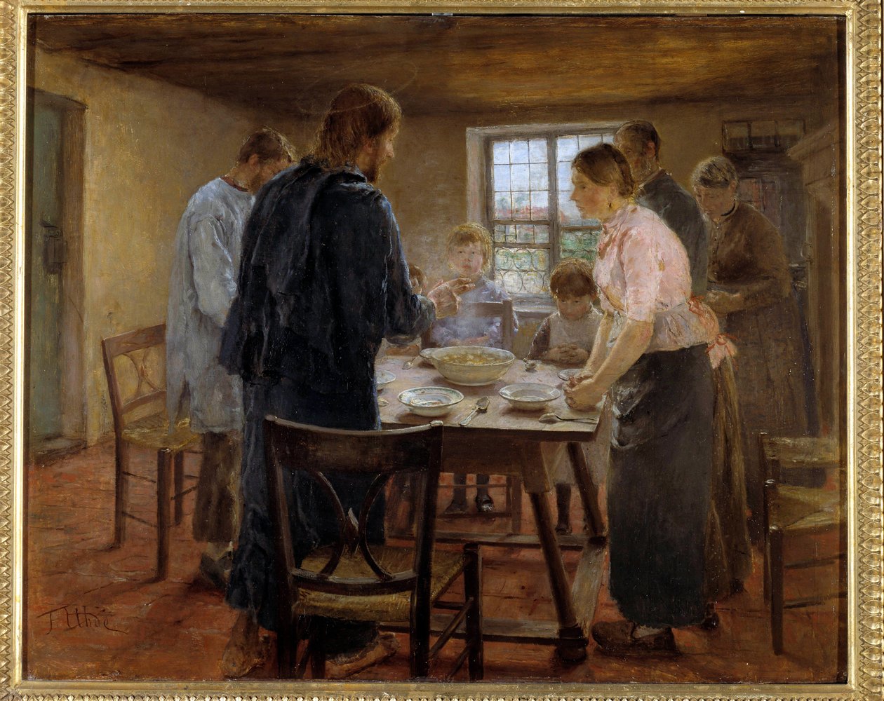 Fritz von Uhde (1848-1911) 1887-1888 Güneş tarafından Köylülerde İsa Tablosu. 0,5x0,6 m Paris, Musee d'Orsay by Fritz von Uhde