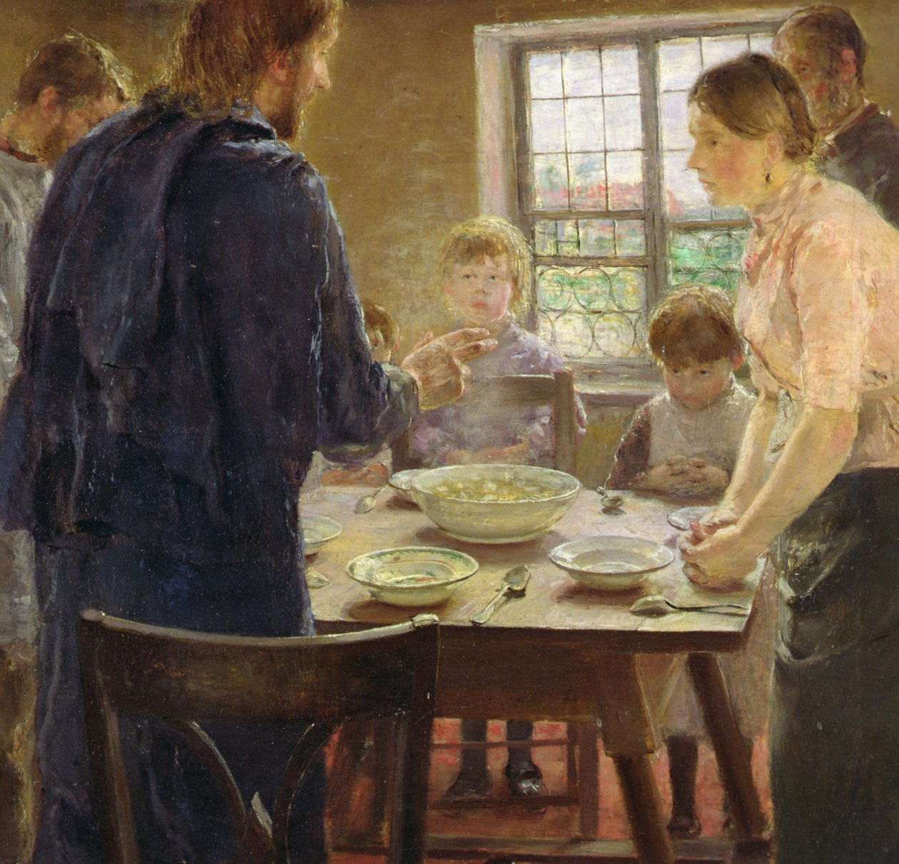 Köylülerle İsa (detay), c.1887-88 (panelde yağlı boya) by Fritz von Uhde