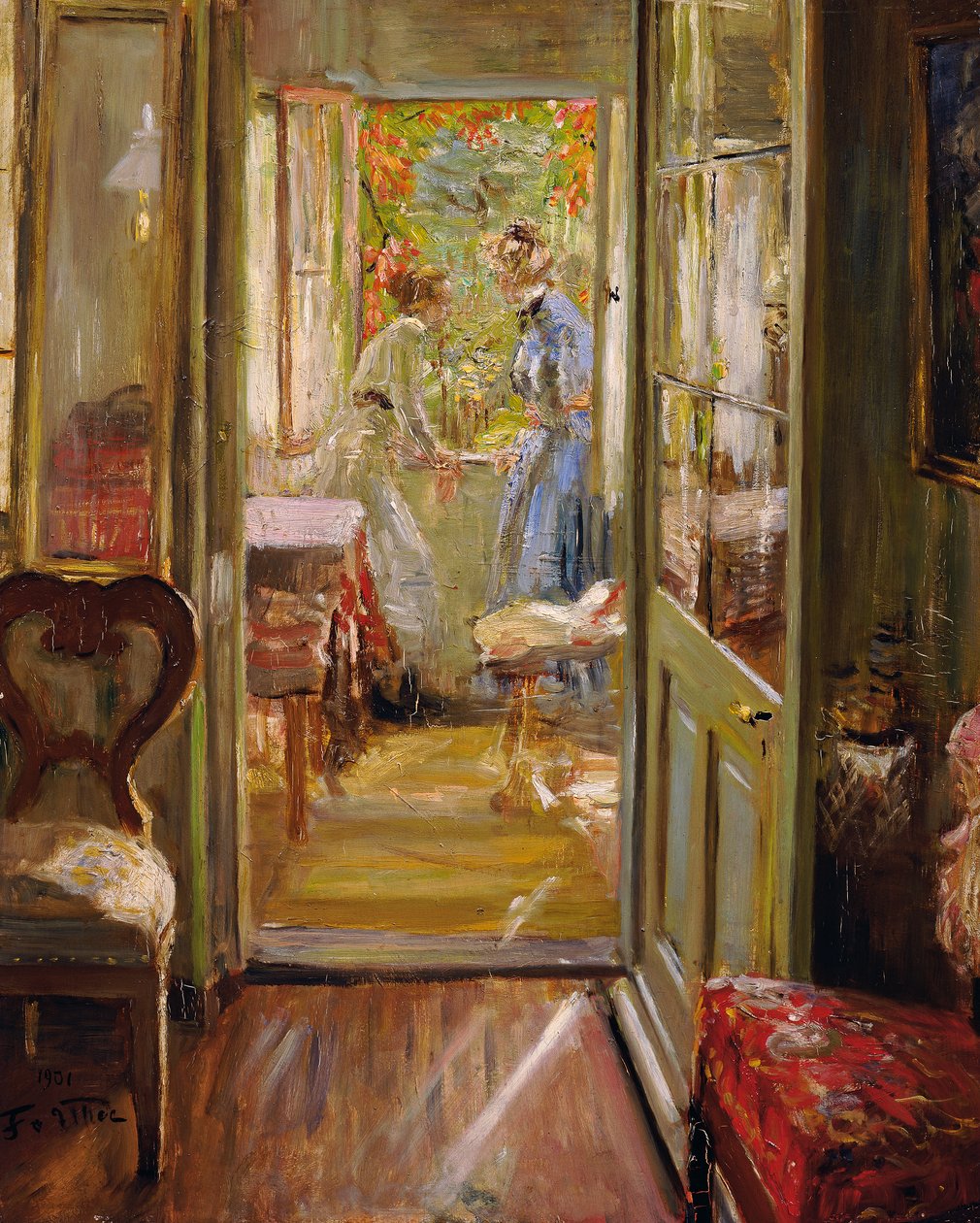 Verandada Sanatçının Kızları by Fritz von Uhde