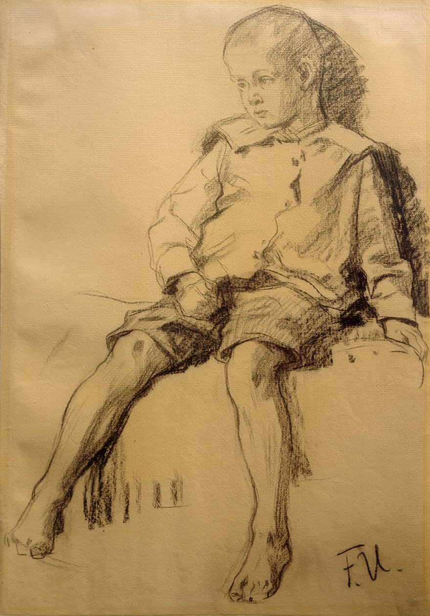 Çıplak ayaklı oturan çocuk by Fritz von Uhde