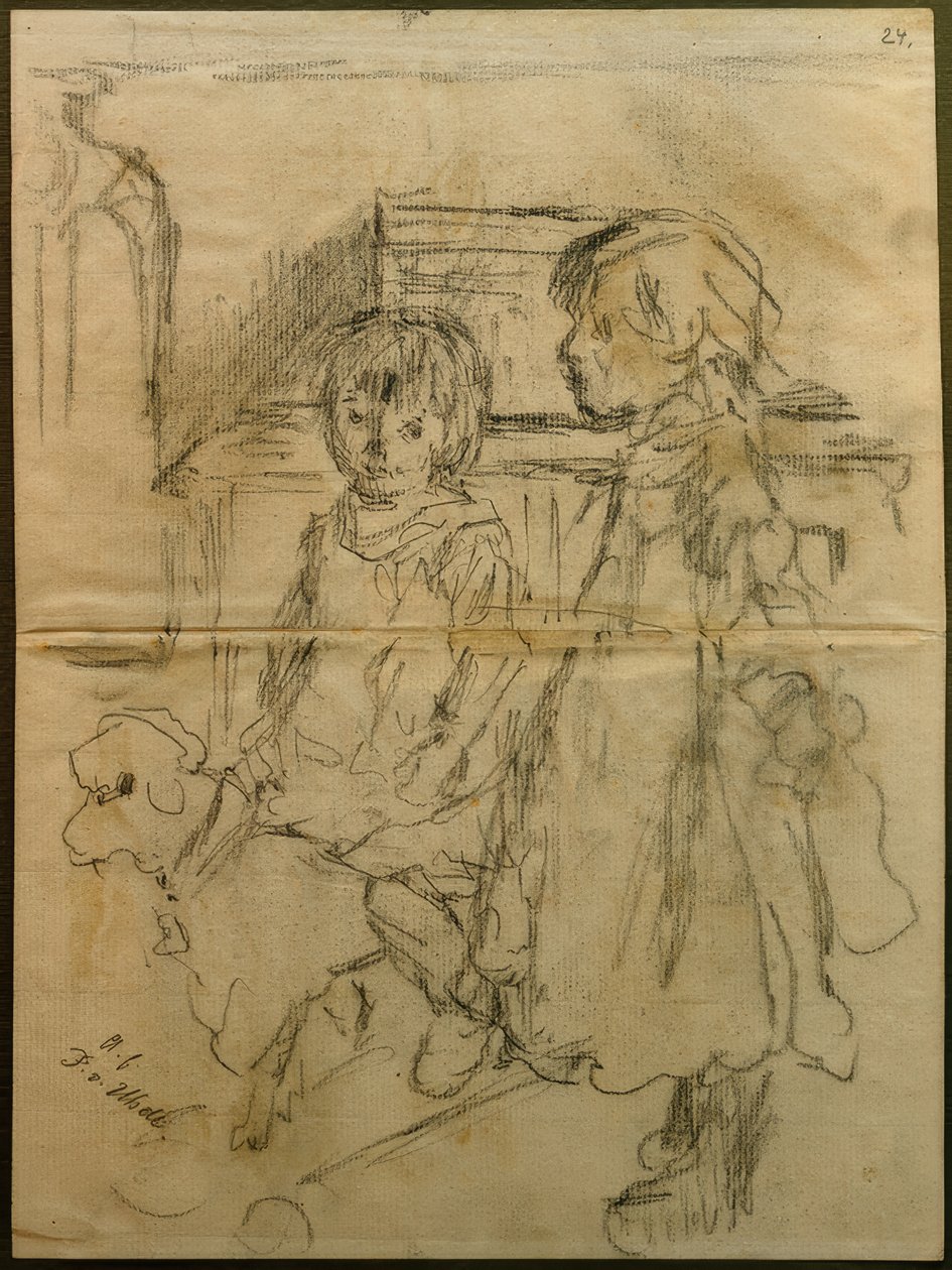 "Kreş" için hazırlık çalışmaları by Fritz von Uhde