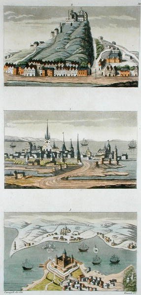 İskandinav Limanları (Yukarıdan Aşağıya: Kopenhag, Segeburg Kalesi ve Sund Kalesi) c.1800-15, Jules Ferrario tarafından 