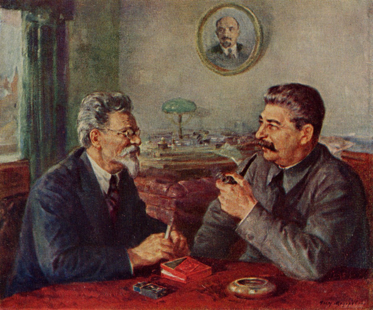 Joseph Stalin (1879-1953)  Mikhail Ivanovitch Kalinin (1875-1946) by Fyodor Alexandrovich Modorov