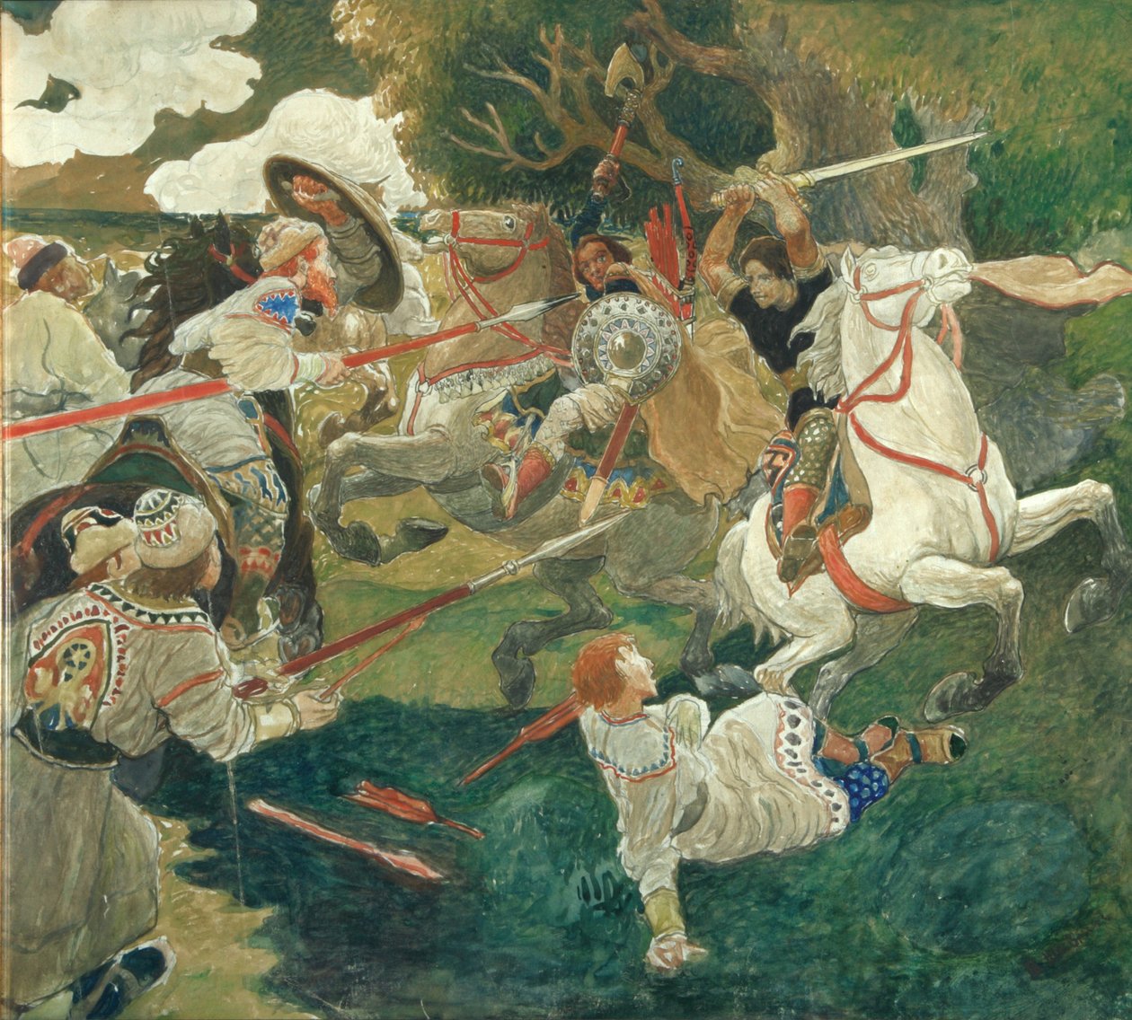 Bir savaş. Rus tarihinden bir sahne, 1900-1910 by Fyodor Vladimirovich Shavrin