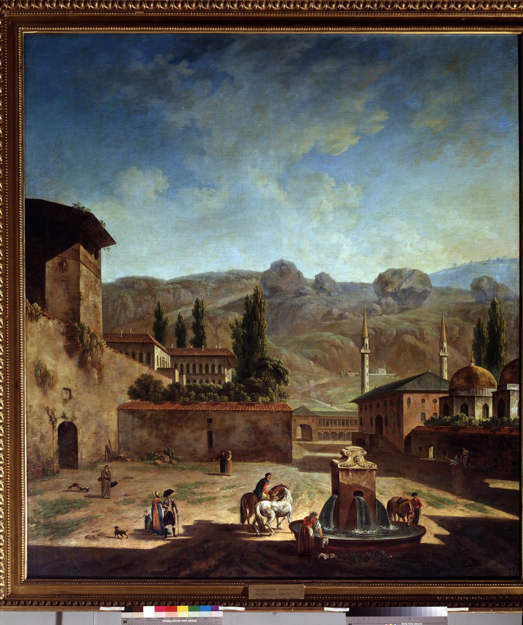 Vue de la ville de Bakhchisaray (Ukrayna) (Bahçesaray kasabasının görünümü). Peinture de Fyodor Yakovlevich Alexeev (1753-1824). huile sur toile by Fyodor Yakovlevich Alexeev