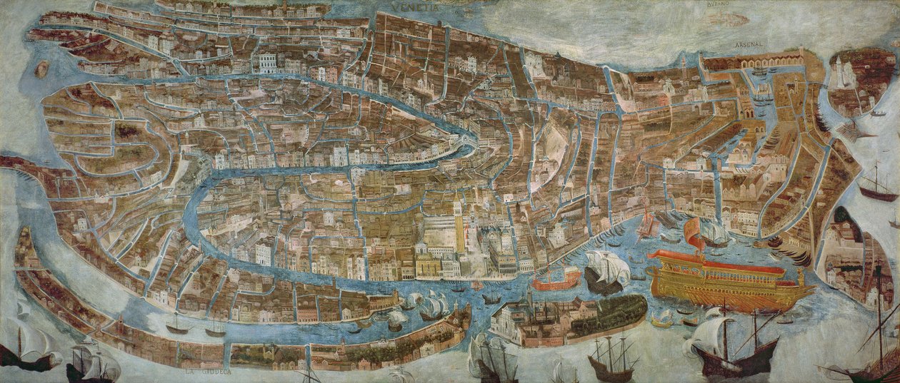 Venedik haritası, 17. yüzyılın ilk yarısı (panel) by G. Barzenti