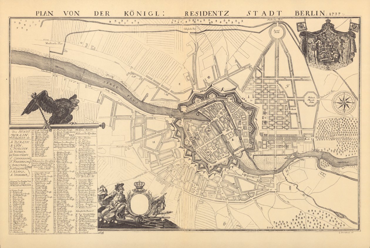 Berlin Haritası, 1737 by G. Dusableau