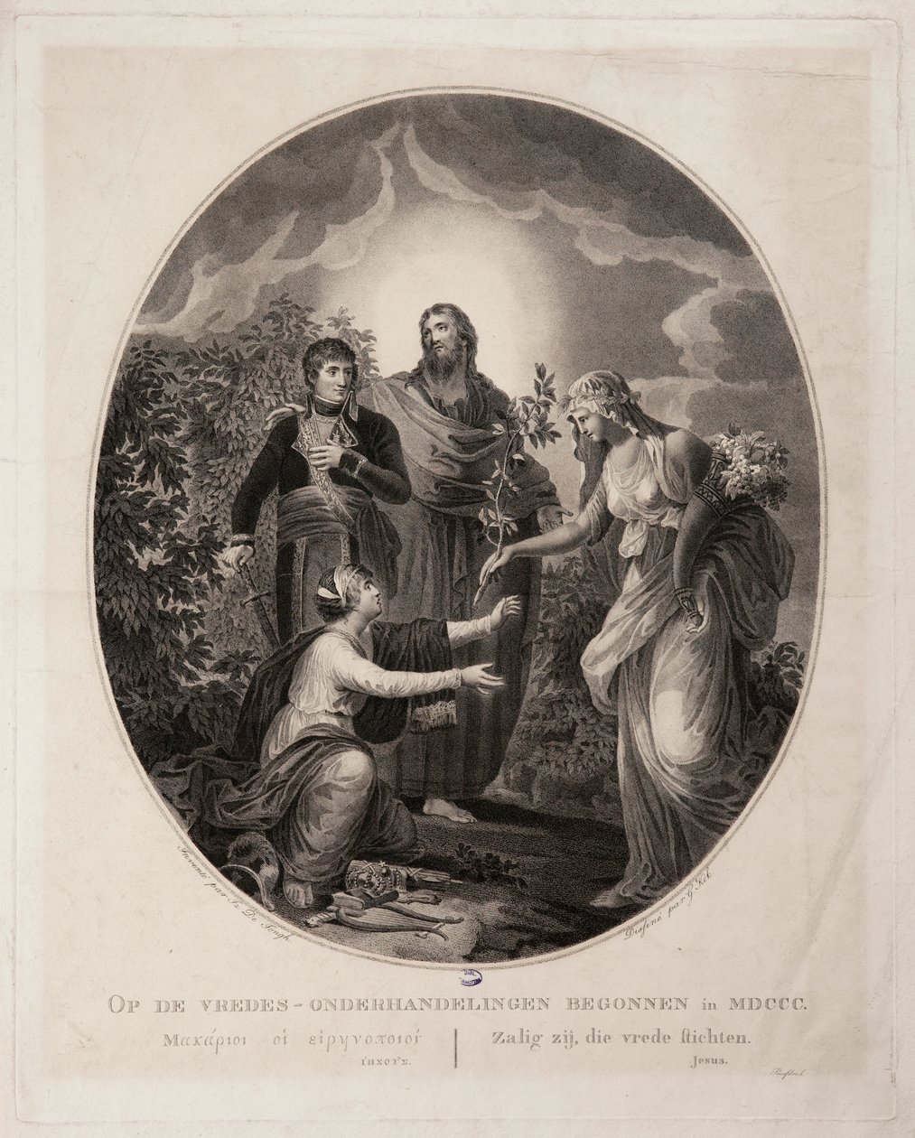 Alegori, Bonaparte 1800'de Hollanda'ya barış getiriyor by G. Kok