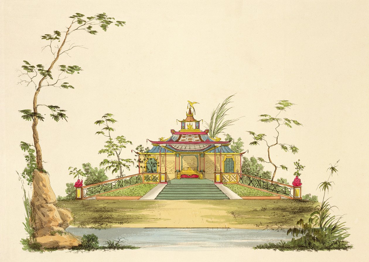 Bir Çin Tapınağı için tasarım, c.1810 (kağıt üzerinde kalem ve mürekkep ve wc) by G. Landi