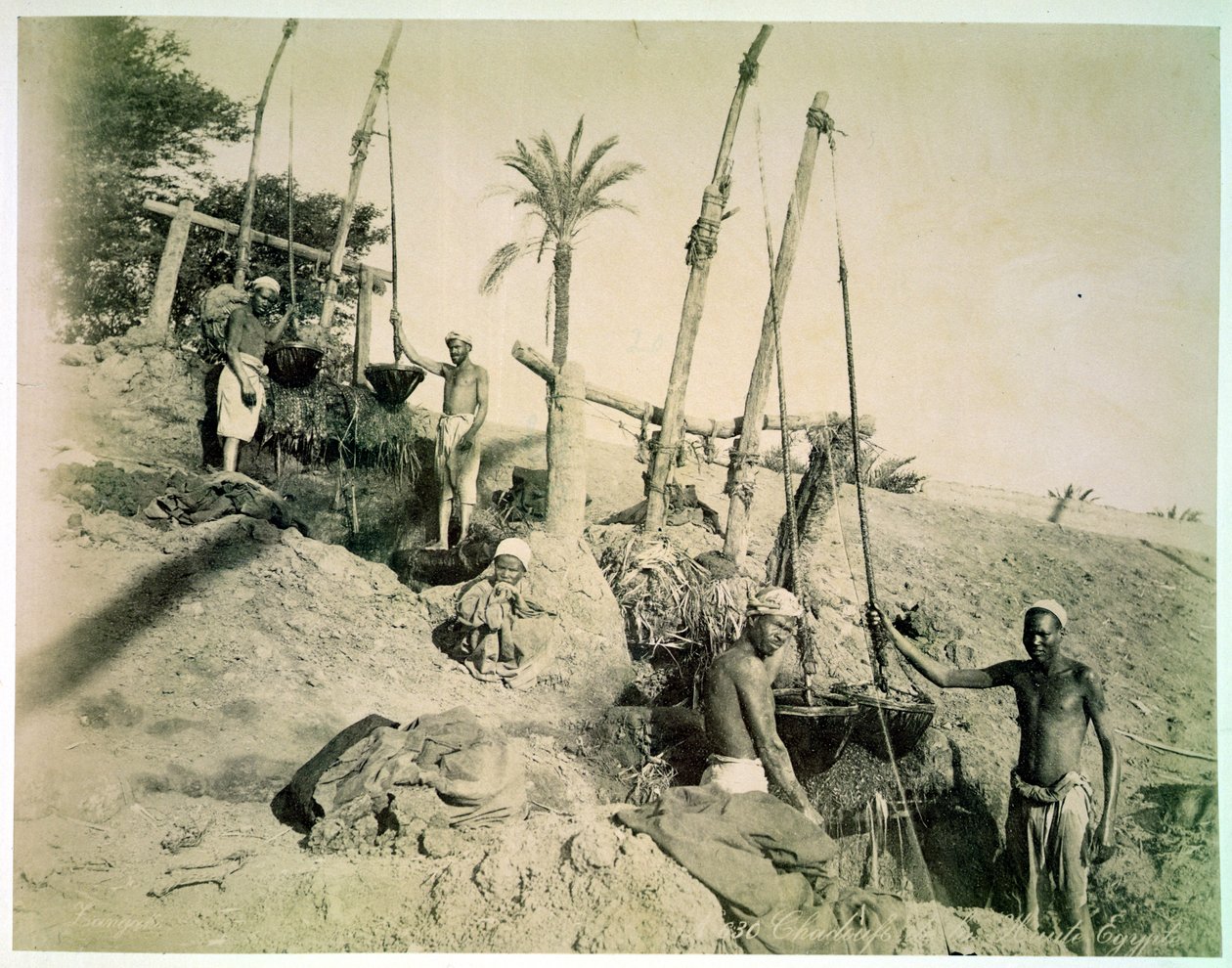 Shadufs in Upper Egypt (sepia photo) by G. Lekegian