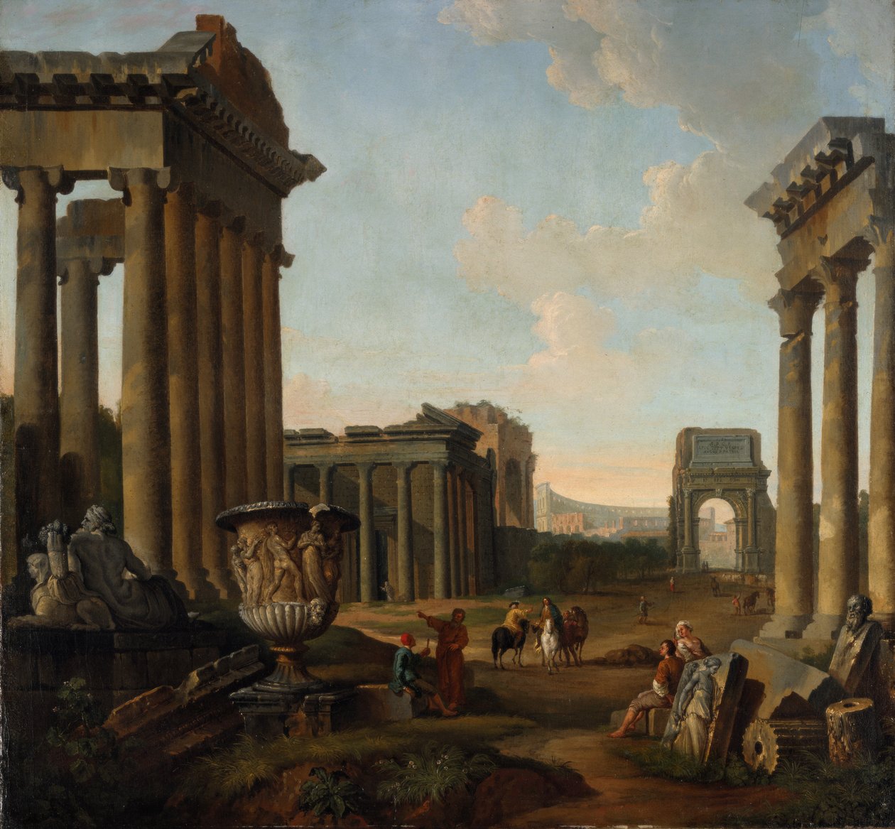 Harabelerin Capriccio Ortasındaki Figürler by Giovanni Paolo Pannini