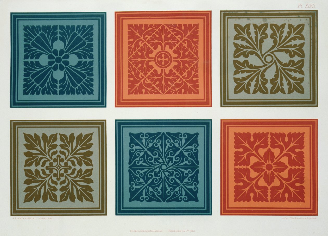 George Ashdown Audsley tarafından 'Pratik Dekoratör ve Ornamentalist'ten ortaçağ panel tasarımları, 1892 by G.A. and M.A. Audsley
