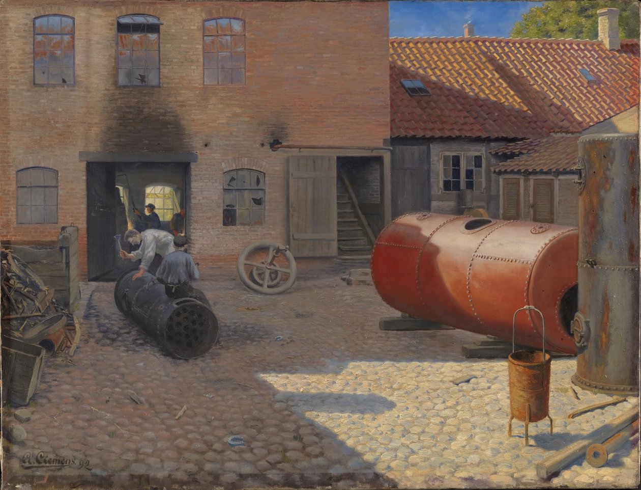 Bir taşra kasabasındaki bir makine fabrikasından çiftlik içi by G.A. Clemens