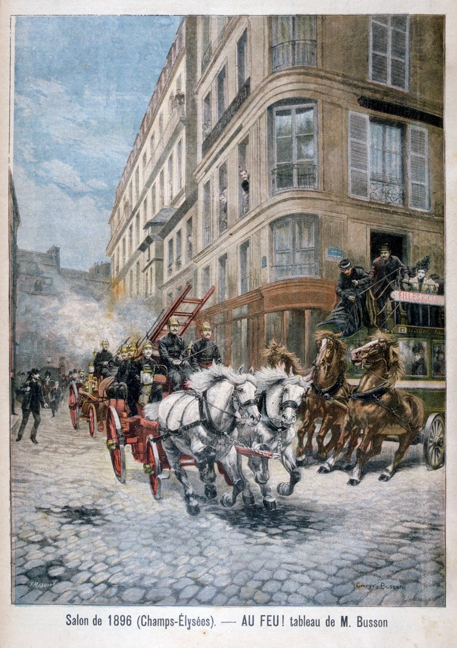 Yangına giden itfaiye aracı, Paris, 1896 by G. Busson