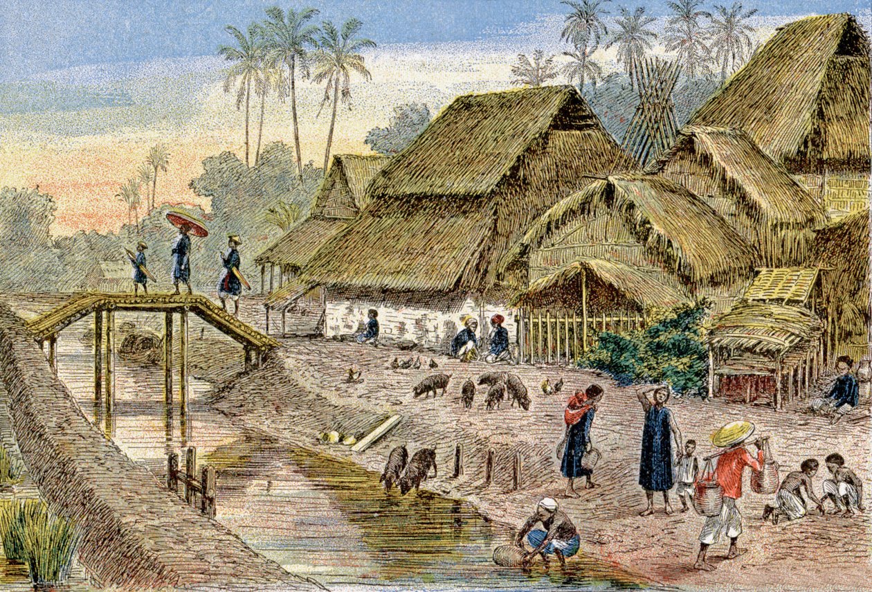 Annamese köyü, Fransız Çinhindi, 1900 dolayları (resim) by G. Dascher