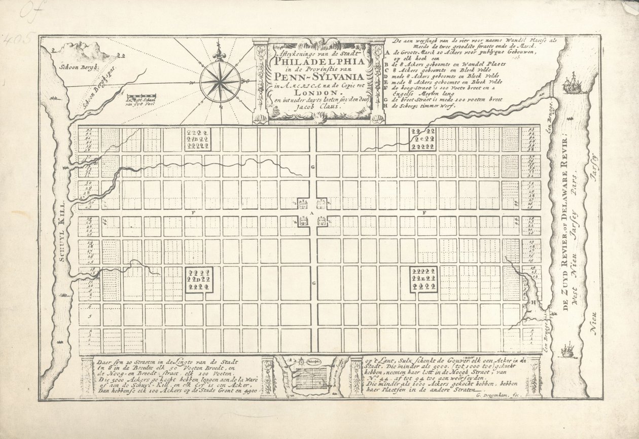 Philadelphia için William Penn ve Thomas Holme tarafından 1682, 1684