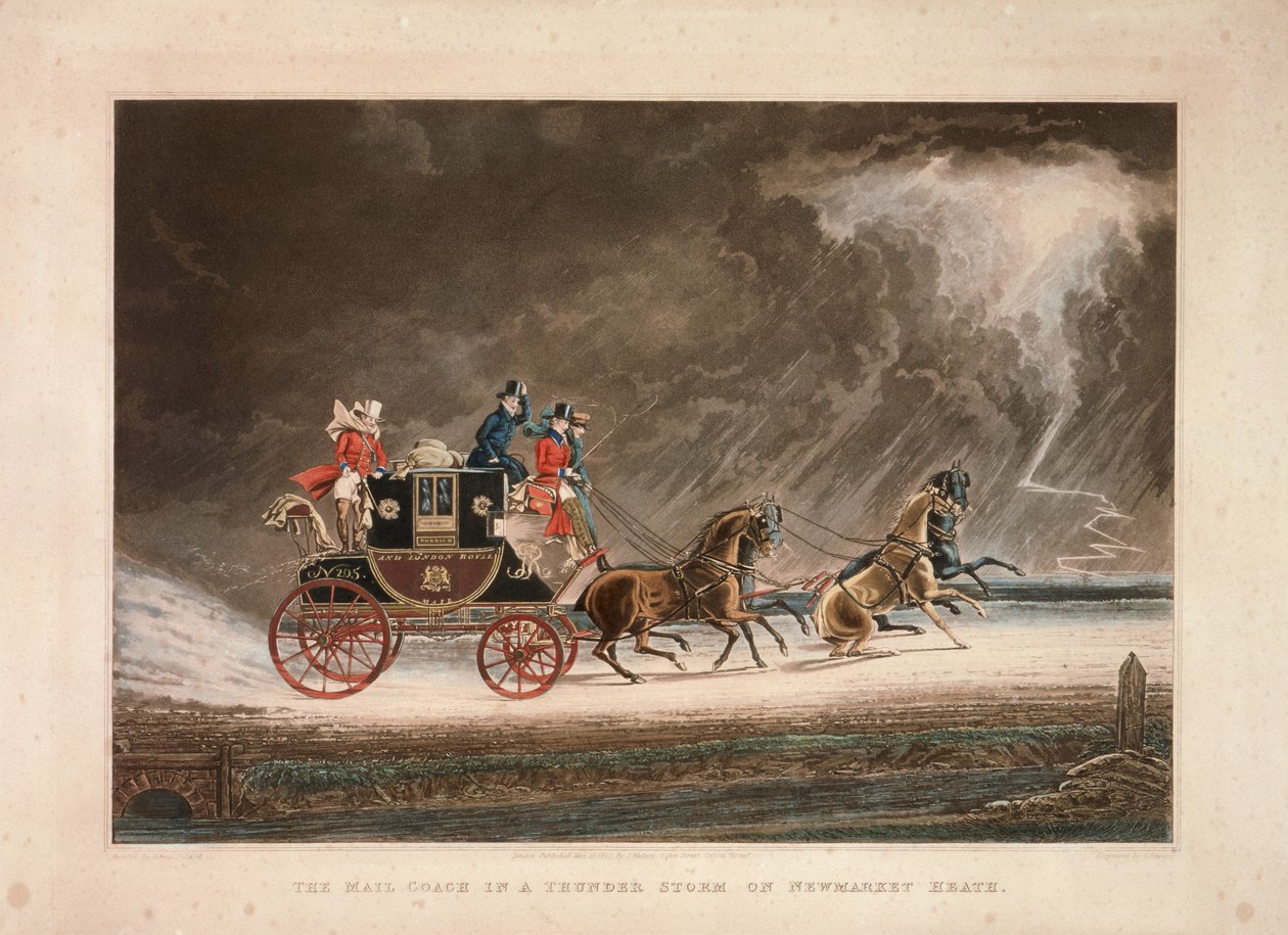 Posta arabası Newmarket Heath, Suffolk, 1827