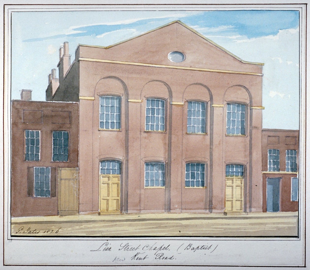 Lion Street Baptist Şapeli, New Kent Road, Southwark, Londra, 1826 by G Yates