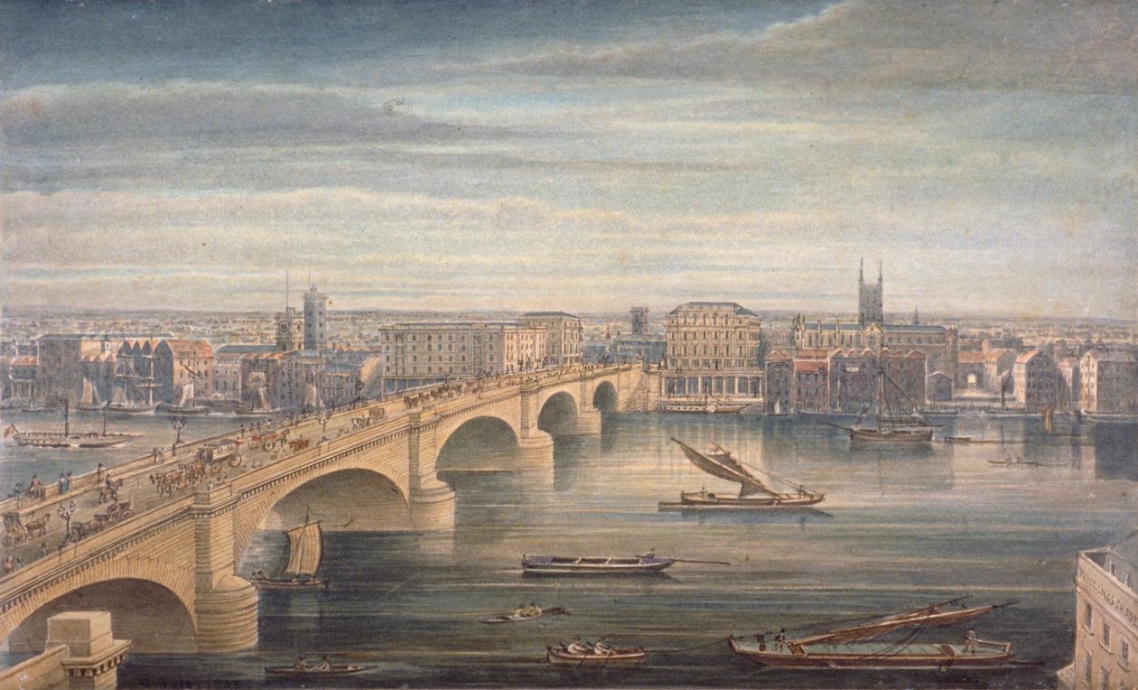 Londra Köprüsü, Londra, c1835 by G Yates