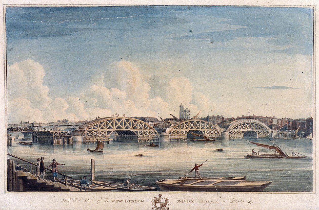 Yeni Londra Köprüsü, Londra, 1827 by G Yates