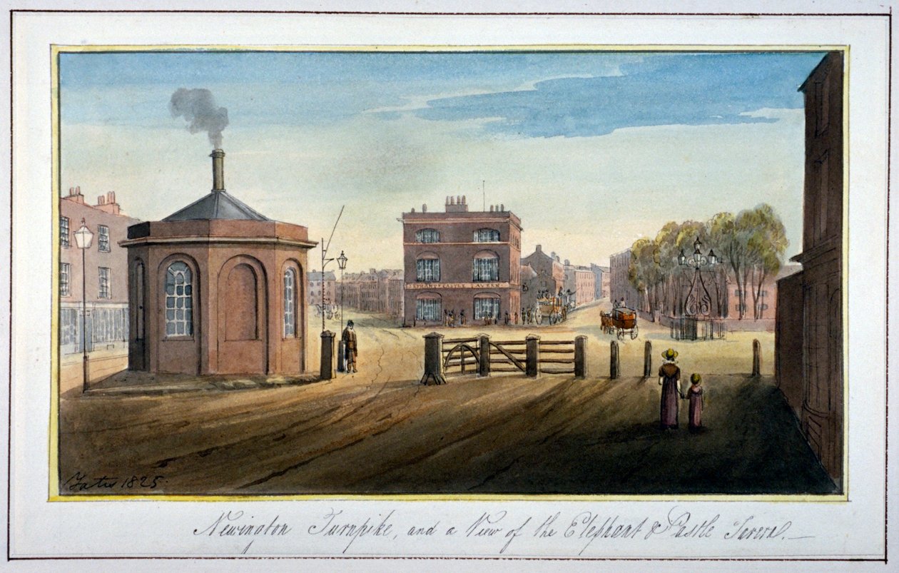 Newington Geçidi üzerinde Newington Turnpike, Southwark, Londra, 1825 by G Yates
