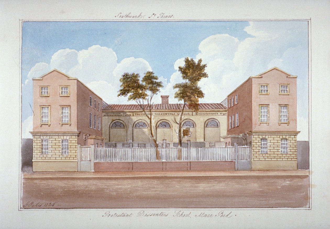 Protestan Muhalifler Okulu, Labirent Göleti, Bermondsey, Londra, 1825 by G Yates